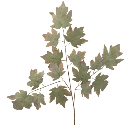 Sztuczny duży liść klonu w kolorze brudnym zielonym 68 cm