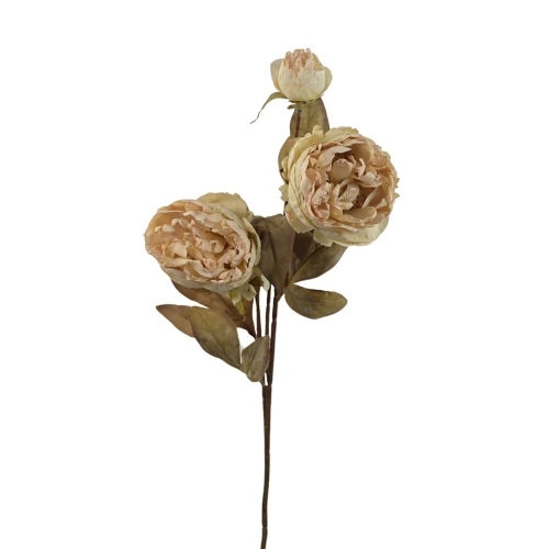 Sztuczna piwonia gałązkowa w kolorze brudnym kremie 70 cm