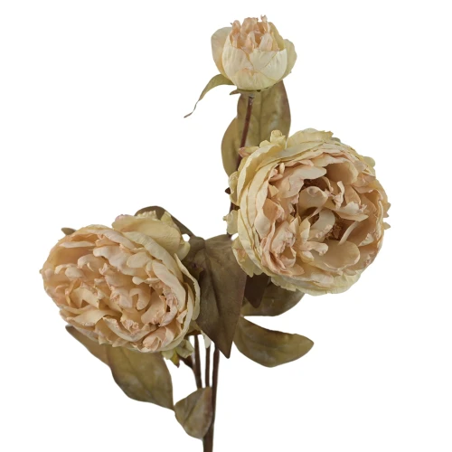 Sztuczna piwonia gałązkowa w kolorze brudnym kremie 70 cm