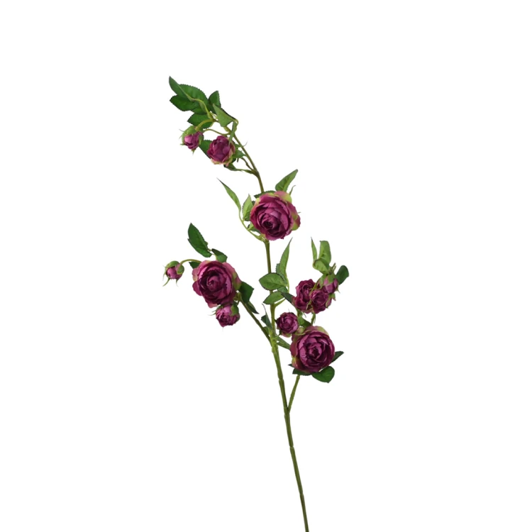 Kwiat sztuczny, gałązka dzikiej róży w kolorze fuksji/zielonym 80 cm