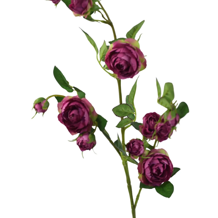 Kwiat sztuczny, gałązka dzikiej róży w kolorze fuksji/zielonym 80 cm