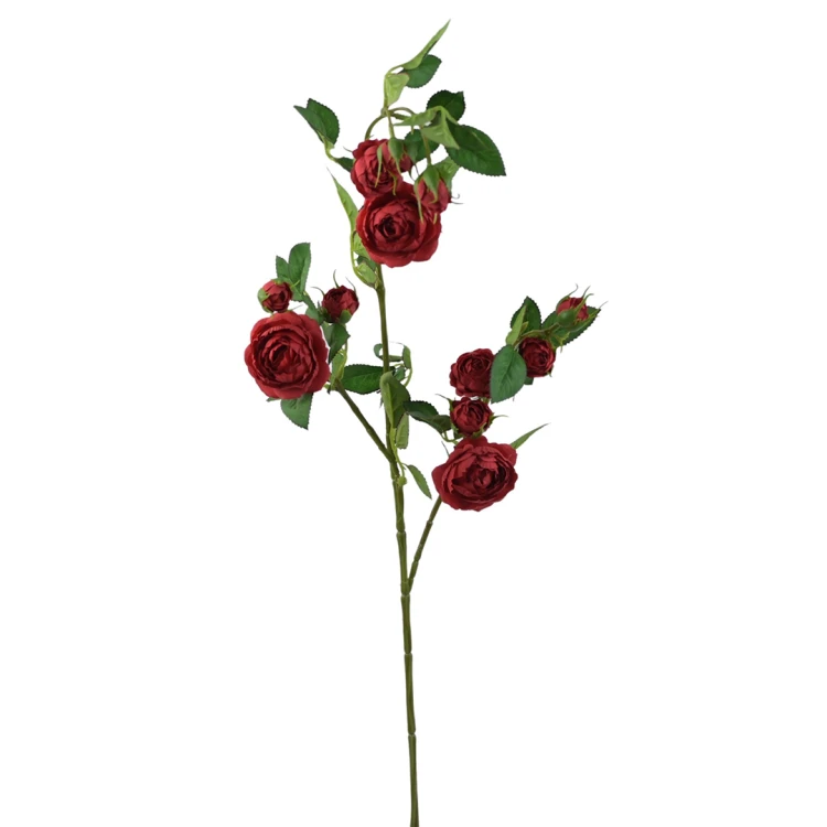 Kwiat sztuczny, gałązka dzikiej róży w kolorze czerwonym 80 cm