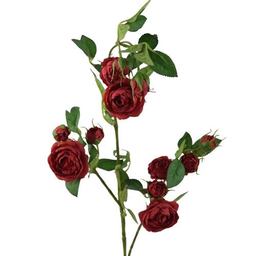 Kwiat sztuczny, gałązka dzikiej róży w kolorze czerwonym 80 cm