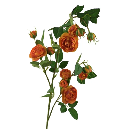 Kwiat sztuczny, gałązka dzikiej róży w kolorze cegły 80 cm