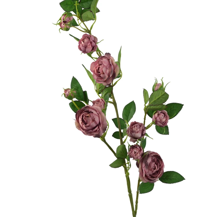 Kwiat sztuczny, gałązka dzikiej róży w kolorze flamingo 80 cm
