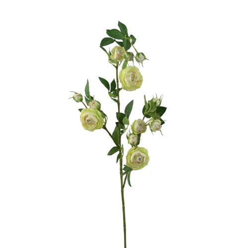 Kwiat sztuczny, gałązka dzikiej róży w kolorze zielonym 80 cm