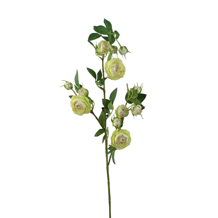 Kwiat sztuczny, gałązka dzikiej róży w kolorze zielonym 80 cm