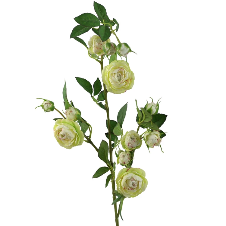 Kwiat sztuczny, gałązka dzikiej róży w kolorze zielonym 80 cm