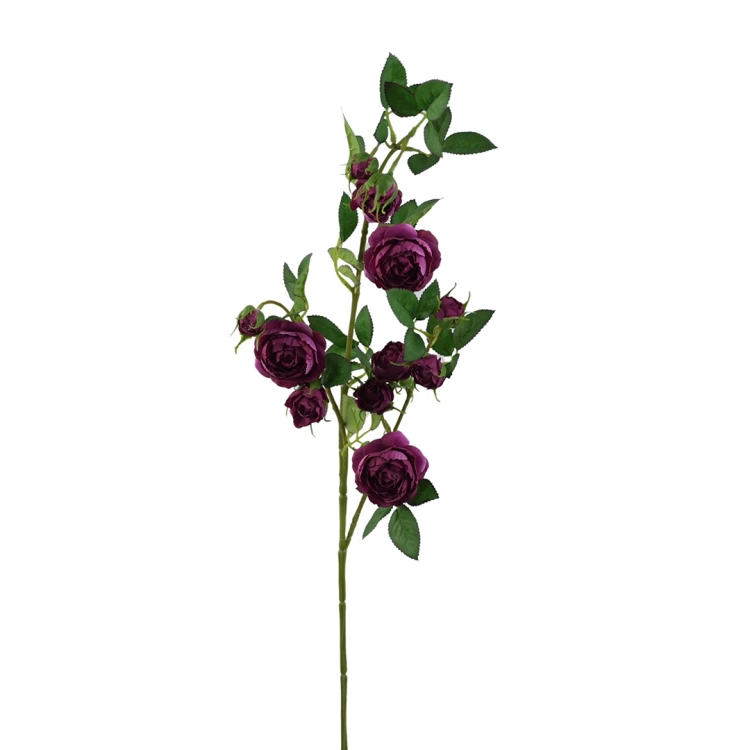Kwiat sztuczny, gałązka dzikiej róży w kolorze fuksji 80 cm