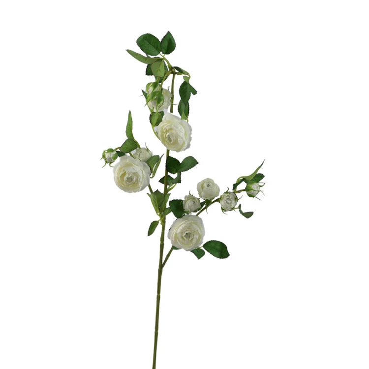 Kwiat sztuczny, gałązka dzikiej róży w kolorze białym 80 cm