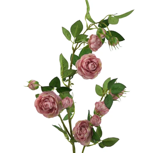 Kwiat sztuczny, gałązka dzikiej róży w kolorze fiołkowo/różowym 80 cm