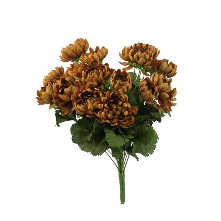 Sztuczny bukiet chryzantemy x17 mix 2 w kolorze brązowym 44 cm