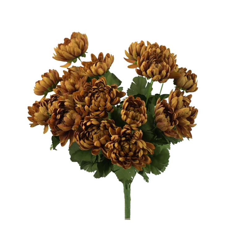 Sztuczny bukiet chryzantemy x17 mix 2 w kolorze brązowym 44 cm