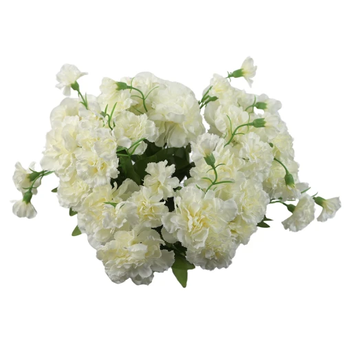 Sztuczny bukiet goździk w kolorze białym 40 cm