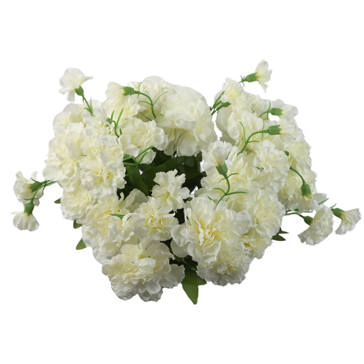 Sztuczny bukiet goździk w kolorze białym 40 cm