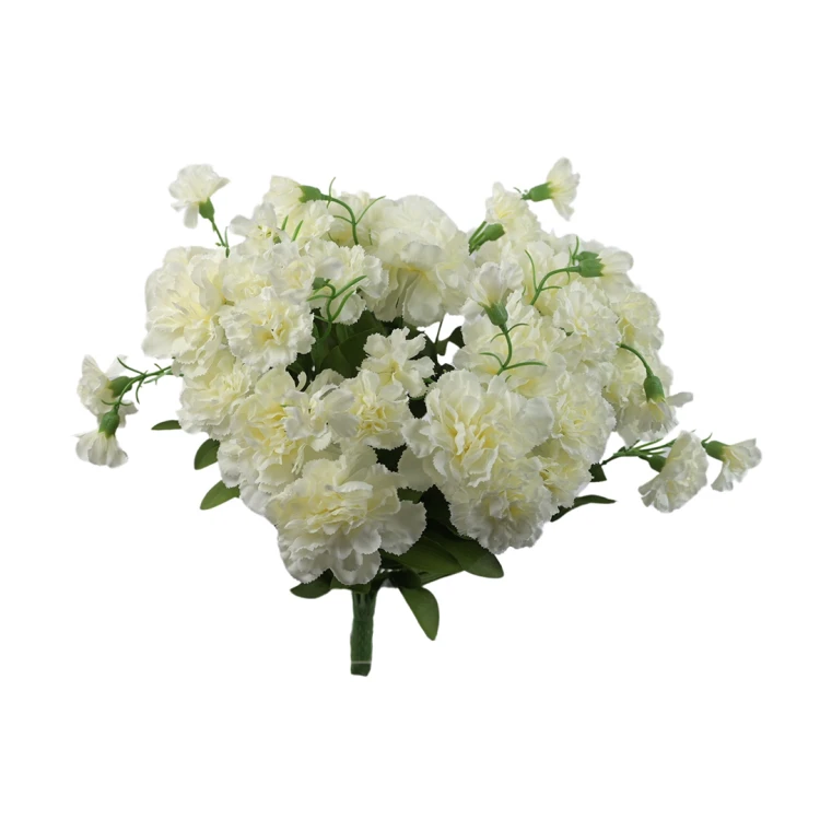 Sztuczny bukiet goździk w kolorze białym 40 cm