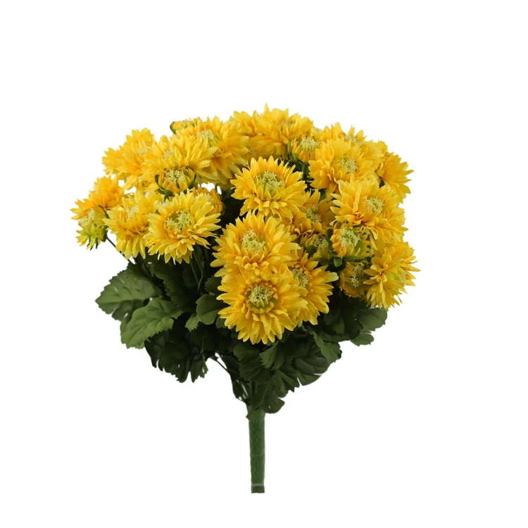 Sztuczny bukiet astrów mix 3 w kolorze żółtym 40 cm