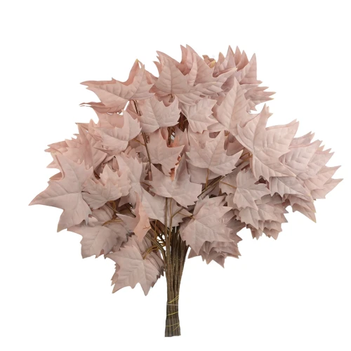 Sztuczny duży liść klonu w kolorze pudrowym różu 68 cm