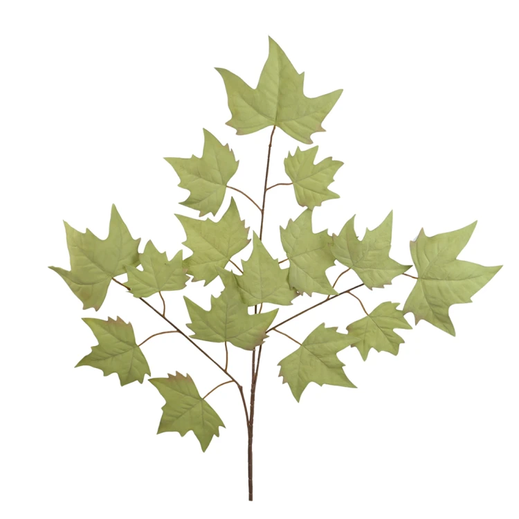 Sztuczny duży liść klonu w kolorze jasno zielonym 68 cm