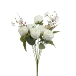 Sztuczny bukiet róży x6 w kolorze białym 47 cm
