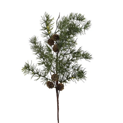 Sztuczna gałązka modrzewia z szyszkami w kolorze zielonym 65 cm