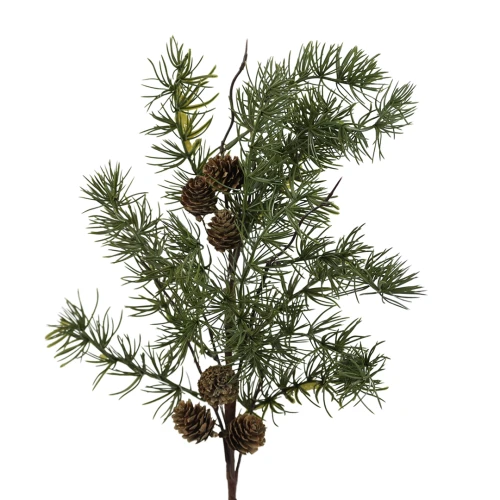 Sztuczna gałązka modrzewia z szyszkami w kolorze zielonym 65 cm