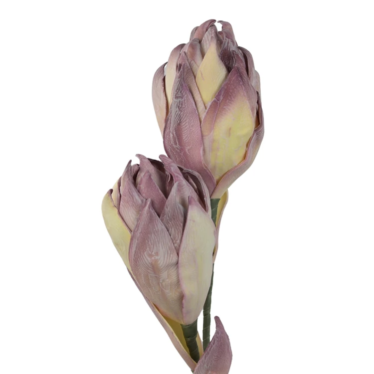 Sztuczna protea piankowa w kolorze fioletowo/kremowym 100 cm