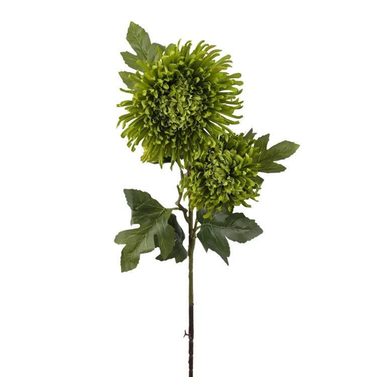 Sztuczna gałązkowa chryzantema w kolorze zielonym 90 cm