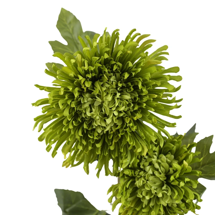 Sztuczna gałązkowa chryzantema w kolorze zielonym 90 cm