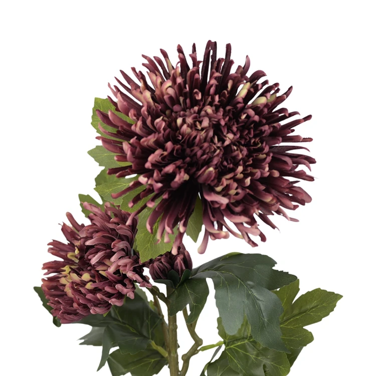 Sztuczna gałązkowa chryzantema w kolorze ciemno fioletowym 90 cm