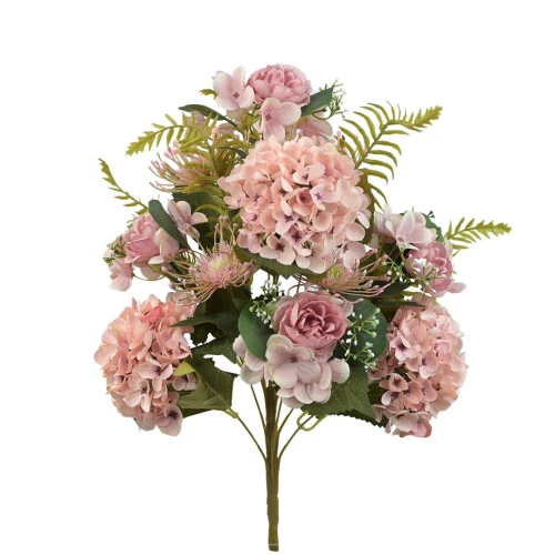 Sztuczny bukiet mix z hortensją w kolorze różowym 50 cm