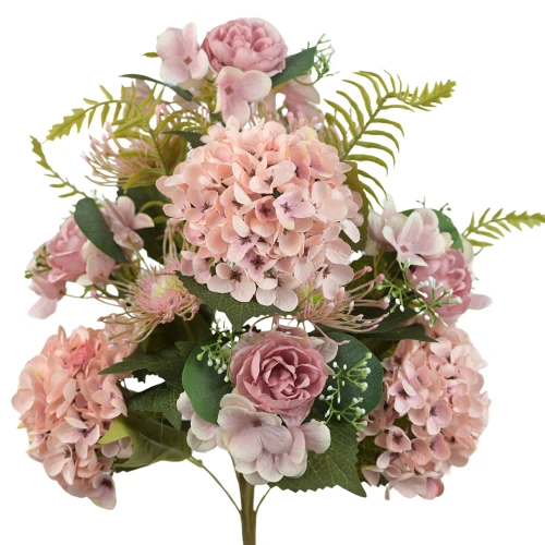 Sztuczny bukiet mix z hortensją w kolorze różowym 50 cm