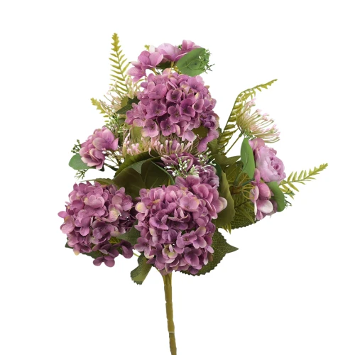 Sztuczny bukiet mix z hortensją w kolorze fioletowym 50 cm