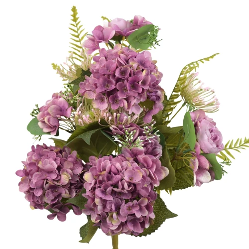 Sztuczny bukiet mix z hortensją w kolorze fioletowym 50 cm
