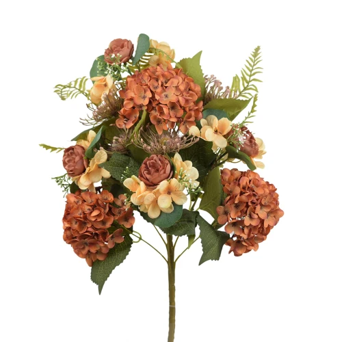 Sztuczny bukiet mix z hortensją w kolorze miodowym 50 cm