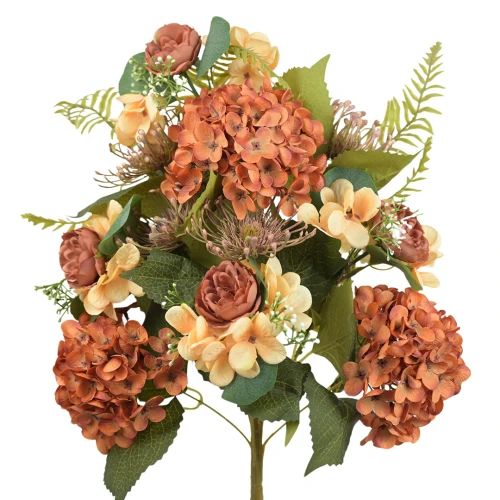 Sztuczny bukiet mix z hortensją w kolorze miodowym 50 cm