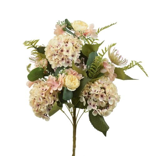 Sztuczny bukiet mix z hortensją w kolorze kremowym 50 cm