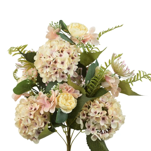 Sztuczny bukiet mix z hortensją w kolorze kremowym 50 cm