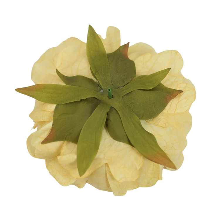 Kwiat sztuczny głowa piwonii w kolorze żółtym 18 cm