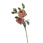 Sztuczna róża suszona gałązkowa w kolorze fiołkowo/różowym 68 cm