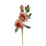 Sztuczna róża suszona gałązkowa w kolorze łososiowym 68 cm