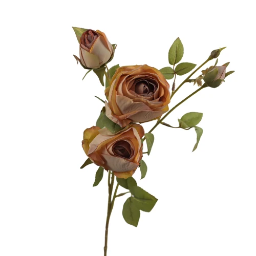 Sztuczna róża gałązkowa w kolorze cappuccino 65 cm
