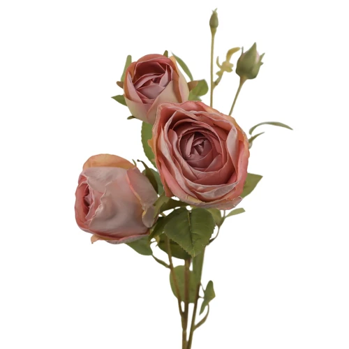 Sztuczna róża gałązkowa w kolorze różowym 65 cm