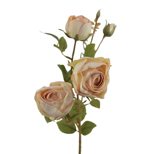 Sztuczna róża gałązkowa w kolorze kremowo/różowym 65 cm