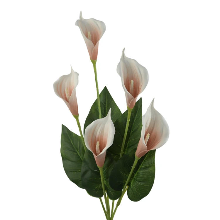 Sztuczna kalia x5 zestaw 4 sztuki w kolorze kremowo/brzoskwiniowym 90 cm