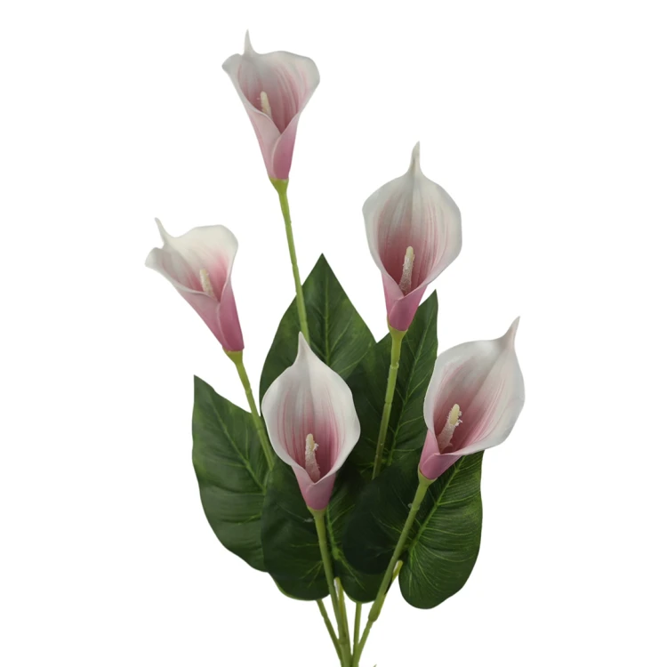 Sztuczna kalia x5 zestaw 4 sztuki w kolorze kremowo/różowym 90 cm