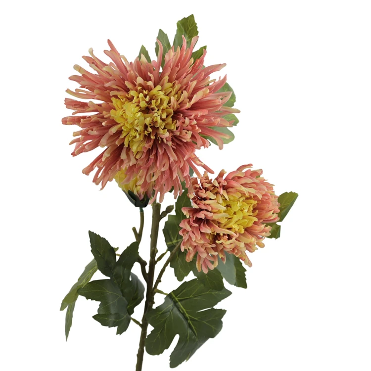 Sztuczna gałązkowa chryzantema w kolorze łososiowym 90 cm
