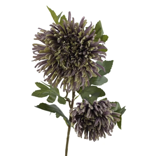 Sztuczna gałązkowa chryzantema w kolorze fioletowo/zielonym 90 cm