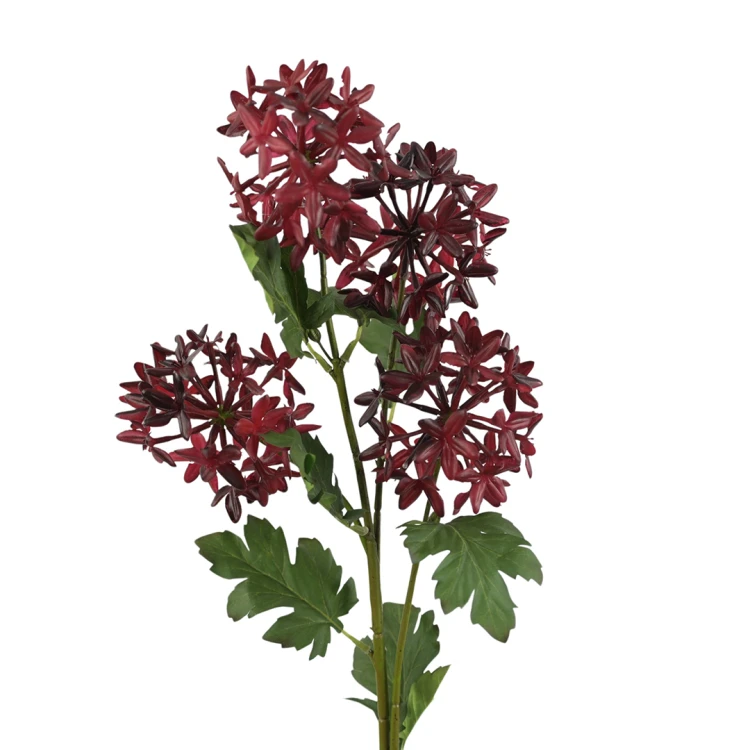 Sztuczna gałązka ozdobna x4 w kolorze bordowym 68 cm