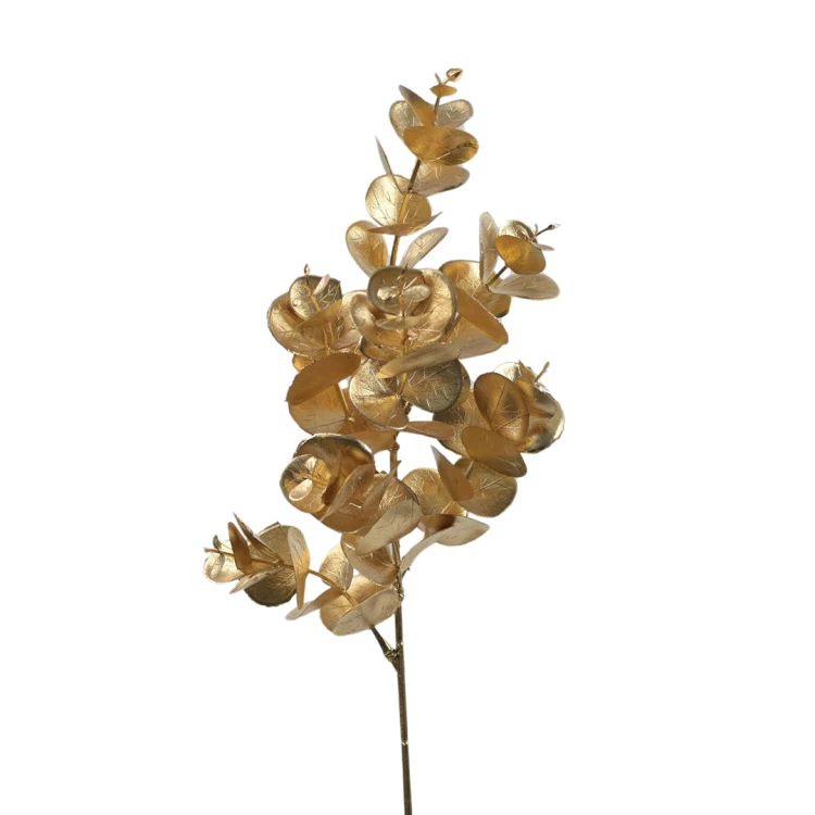 Sztuczna gałązka eukaliptus w kolorze złotym 44 cm